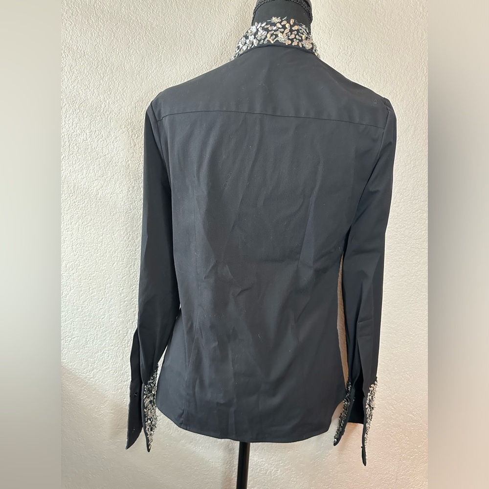 MICHAEL KORS EMBROIDERED FRENCH CUFF BLACK SHIRT - Picture 4 of 7
